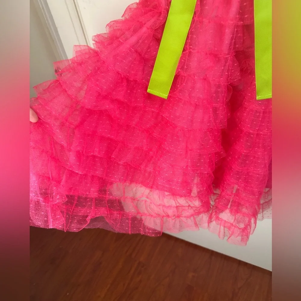 Smak Parlour X Unique Vintage1960s Hot Pink Bow Cupcake EmpireWaist Dress NWOT M - Picture 9 of 16